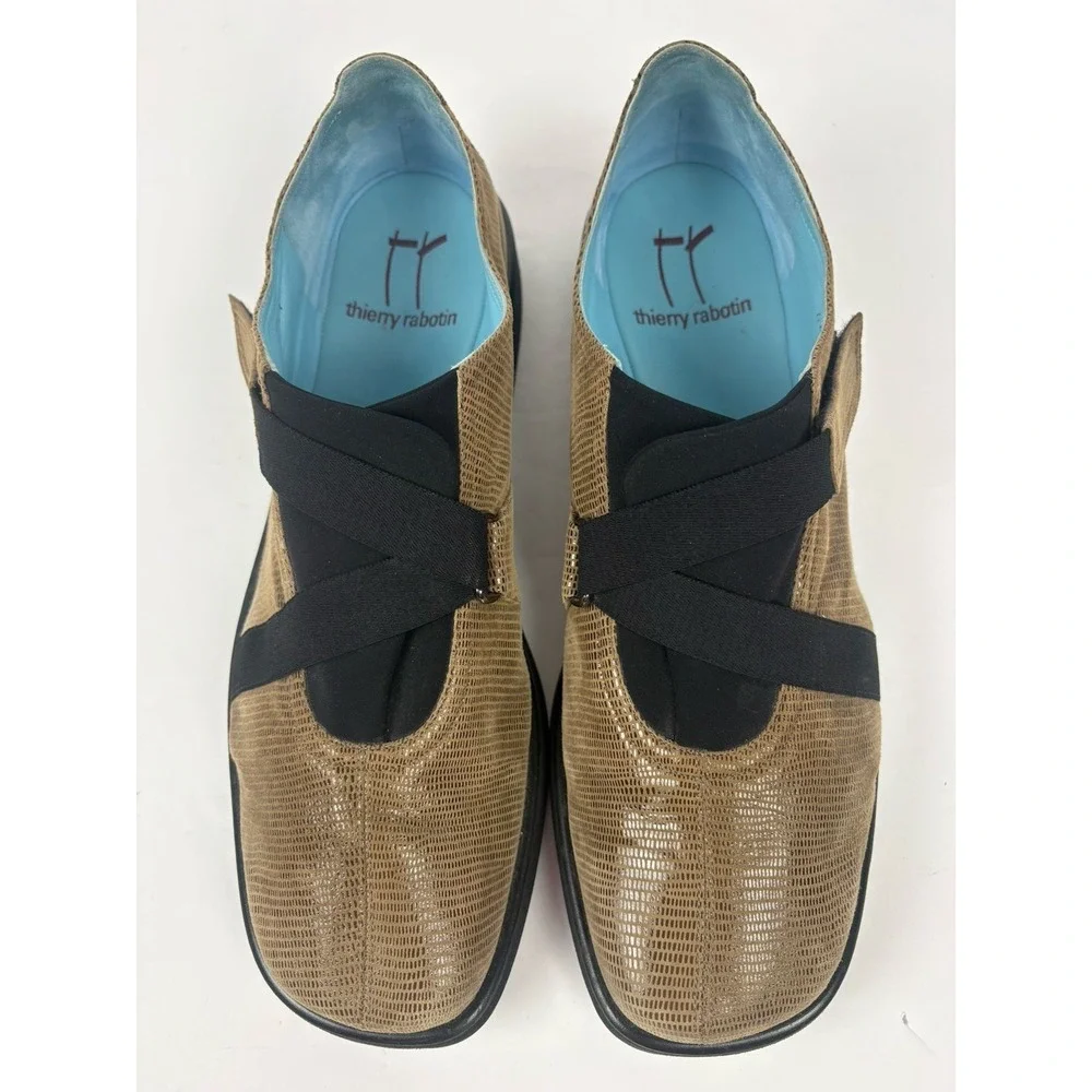 Thierry Rabotin Mens Metallic Tweed Slip-On Flats  US 10.5